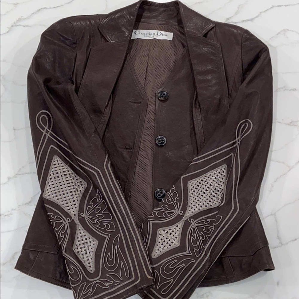 Brown Leather Christian Dior Jacket - Picture 2 of 11